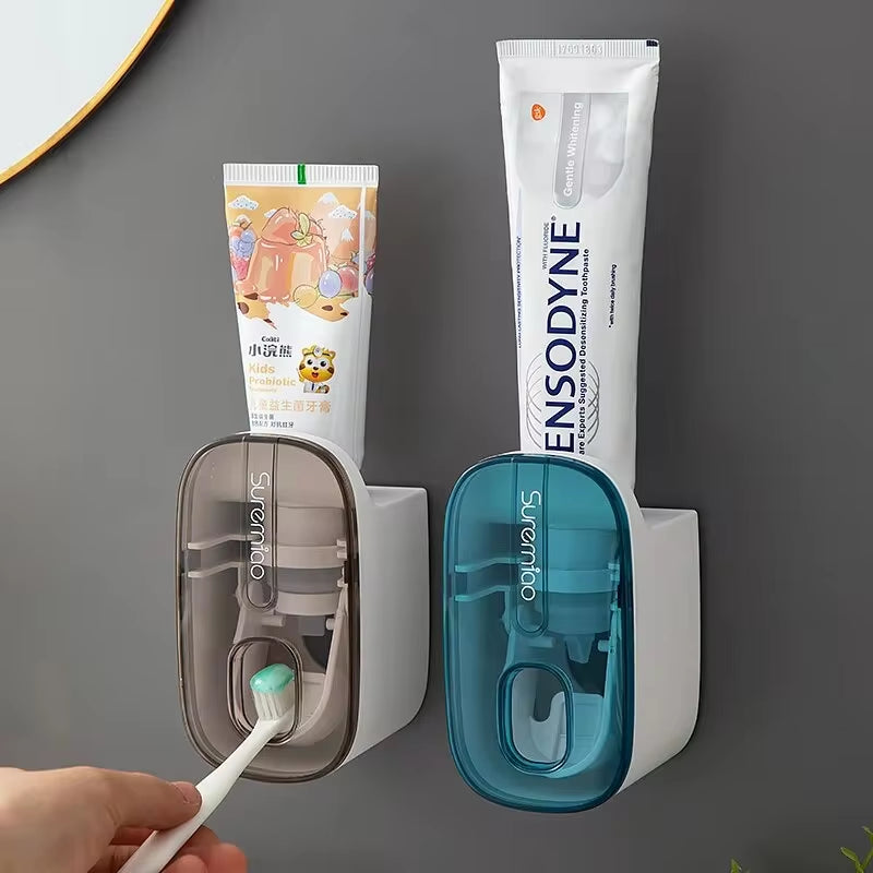 Automatic Wall-Mounted Toothpaste Dispenser & Toothbrush Holder - Effortless Squeezing for a Tidy Bathroom!