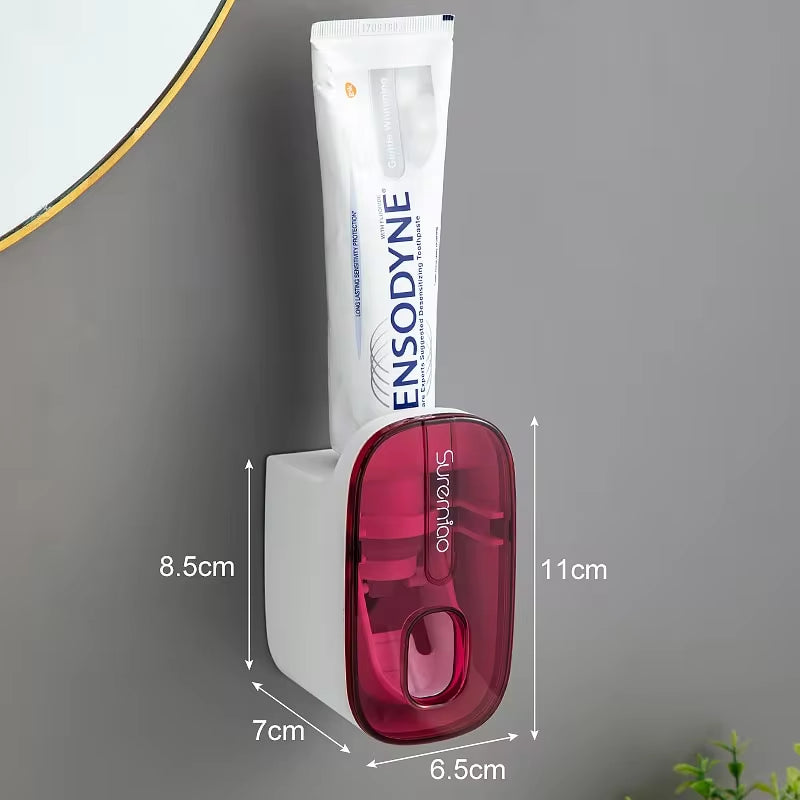 Automatic Wall-Mounted Toothpaste Dispenser & Toothbrush Holder - Effortless Squeezing for a Tidy Bathroom!