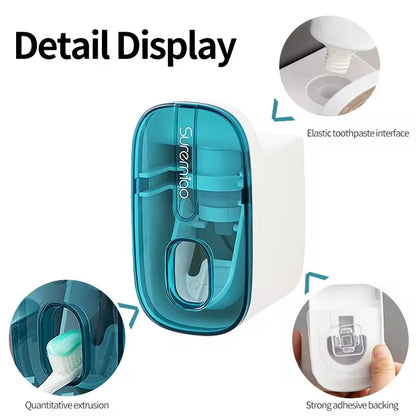 Automatic Wall-Mounted Toothpaste Dispenser & Toothbrush Holder - Effortless Squeezing for a Tidy Bathroom!