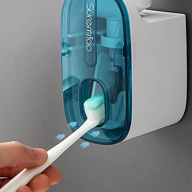 Automatic Wall-Mounted Toothpaste Dispenser & Toothbrush Holder - Effortless Squeezing for a Tidy Bathroom!