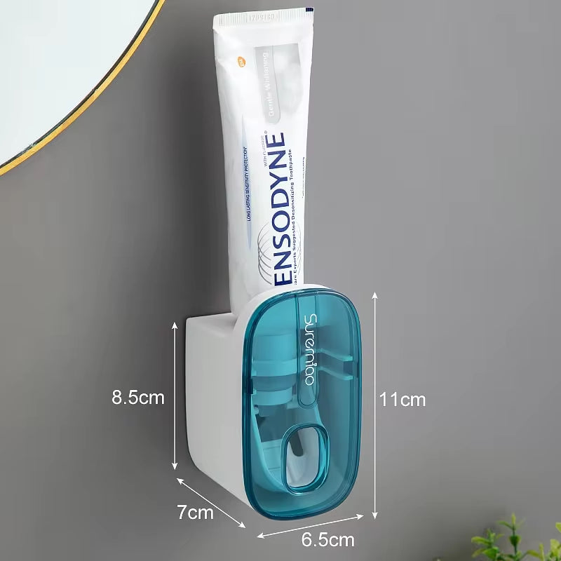 Automatic Wall-Mounted Toothpaste Dispenser & Toothbrush Holder - Effortless Squeezing for a Tidy Bathroom!